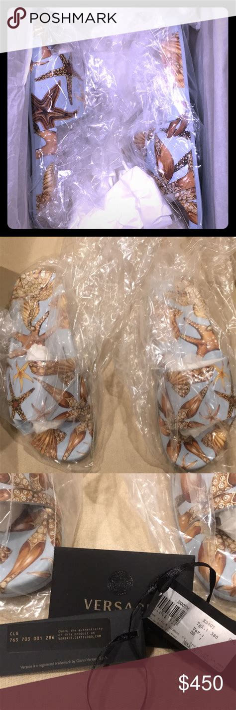 versace vintage seashell|Versace Vintage Beach Seashell Sandals Slides Size 37 (US 7).